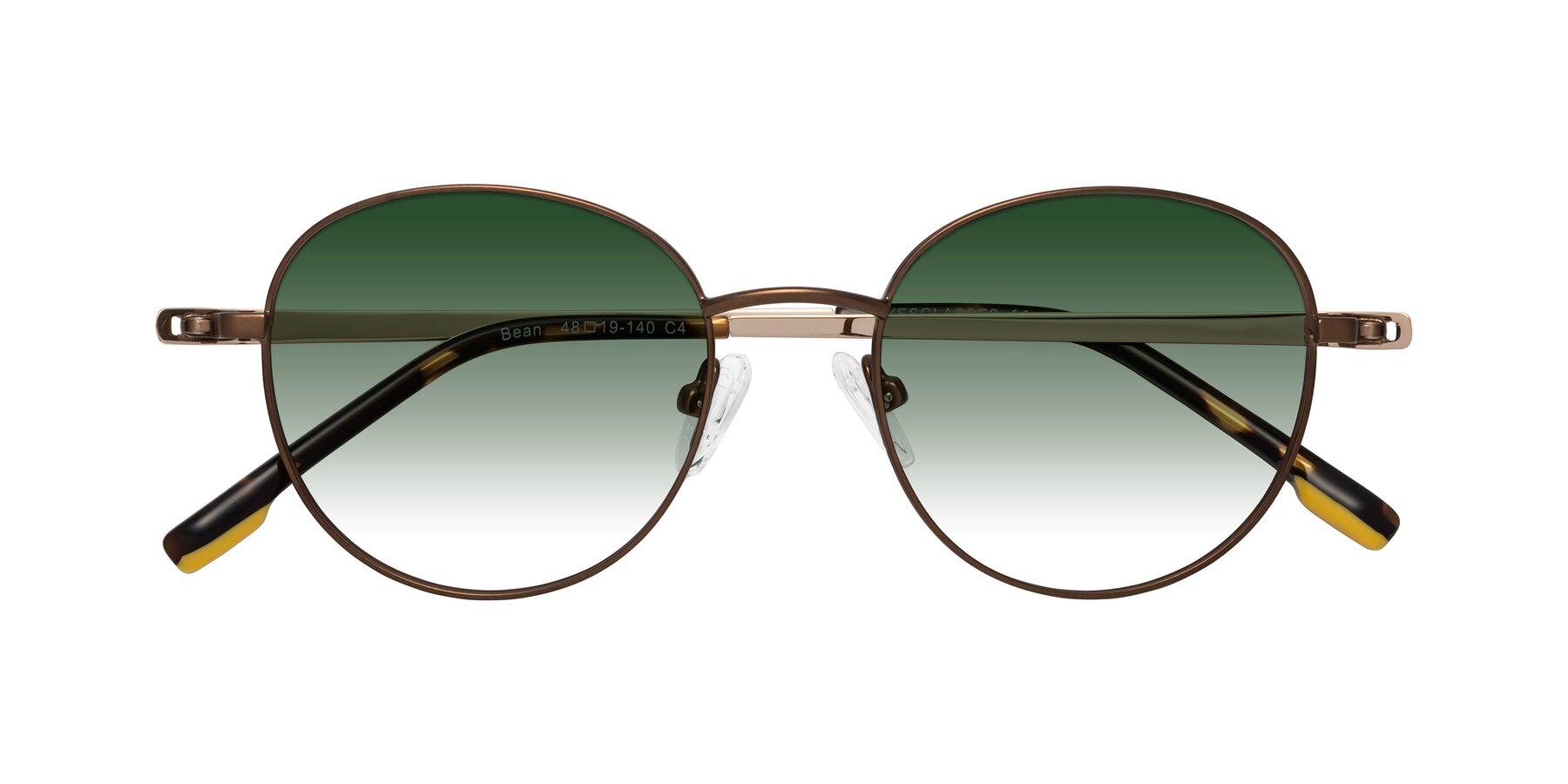 Folded Front of Bean in Brown with Green Gradient Lenses