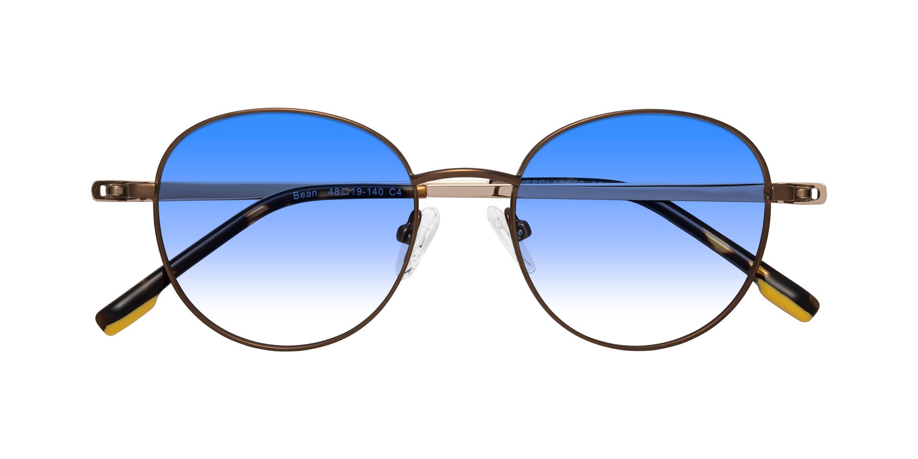 Folded Front of Bean in Brown with Blue Gradient Lenses