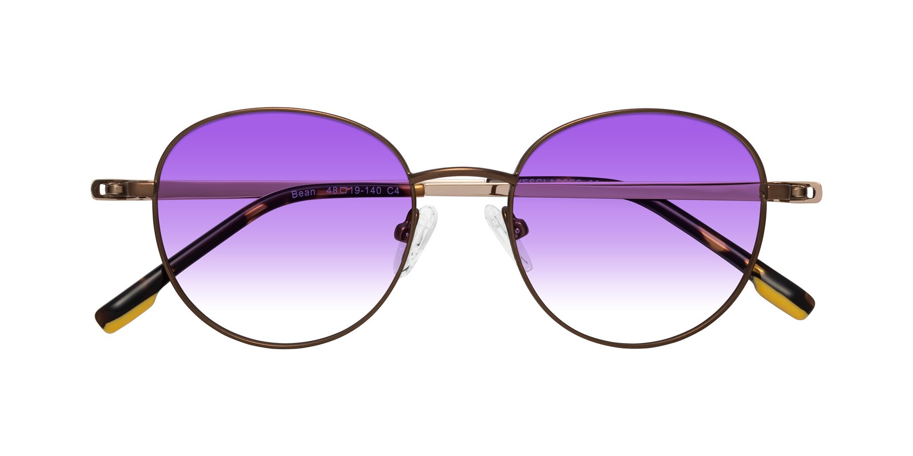 Folded Front of Bean in Brown with Purple Gradient Lenses