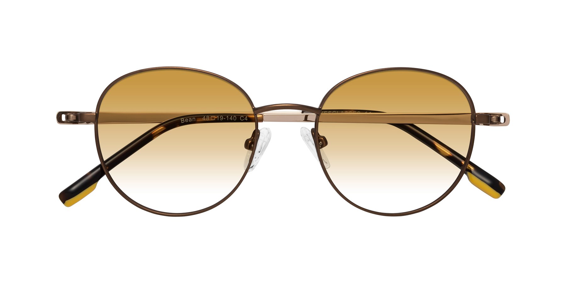 Folded Front of Bean in Brown with Champagne Gradient Lenses