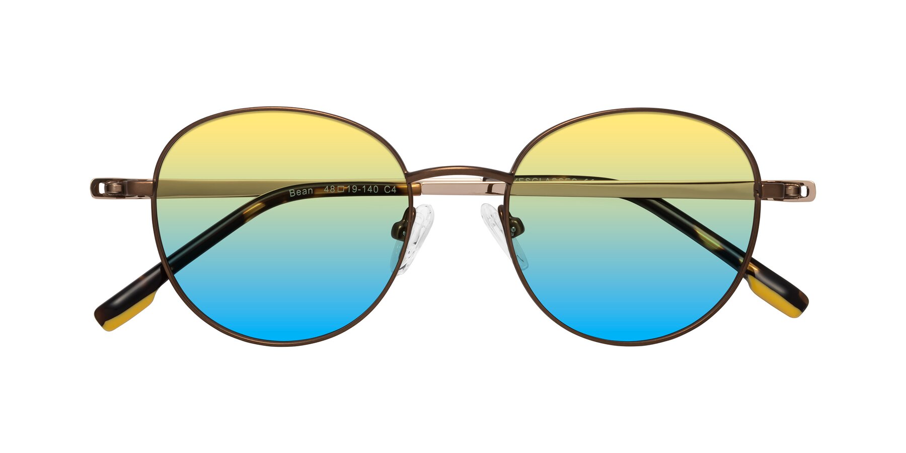 Folded Front of Bean in Brown with Yellow / Blue Gradient Lenses