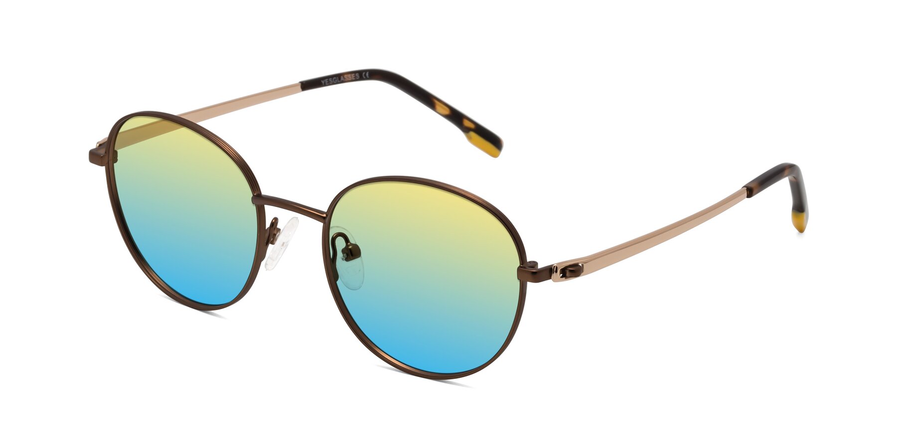 Angle of Bean in Brown with Yellow / Blue Gradient Lenses