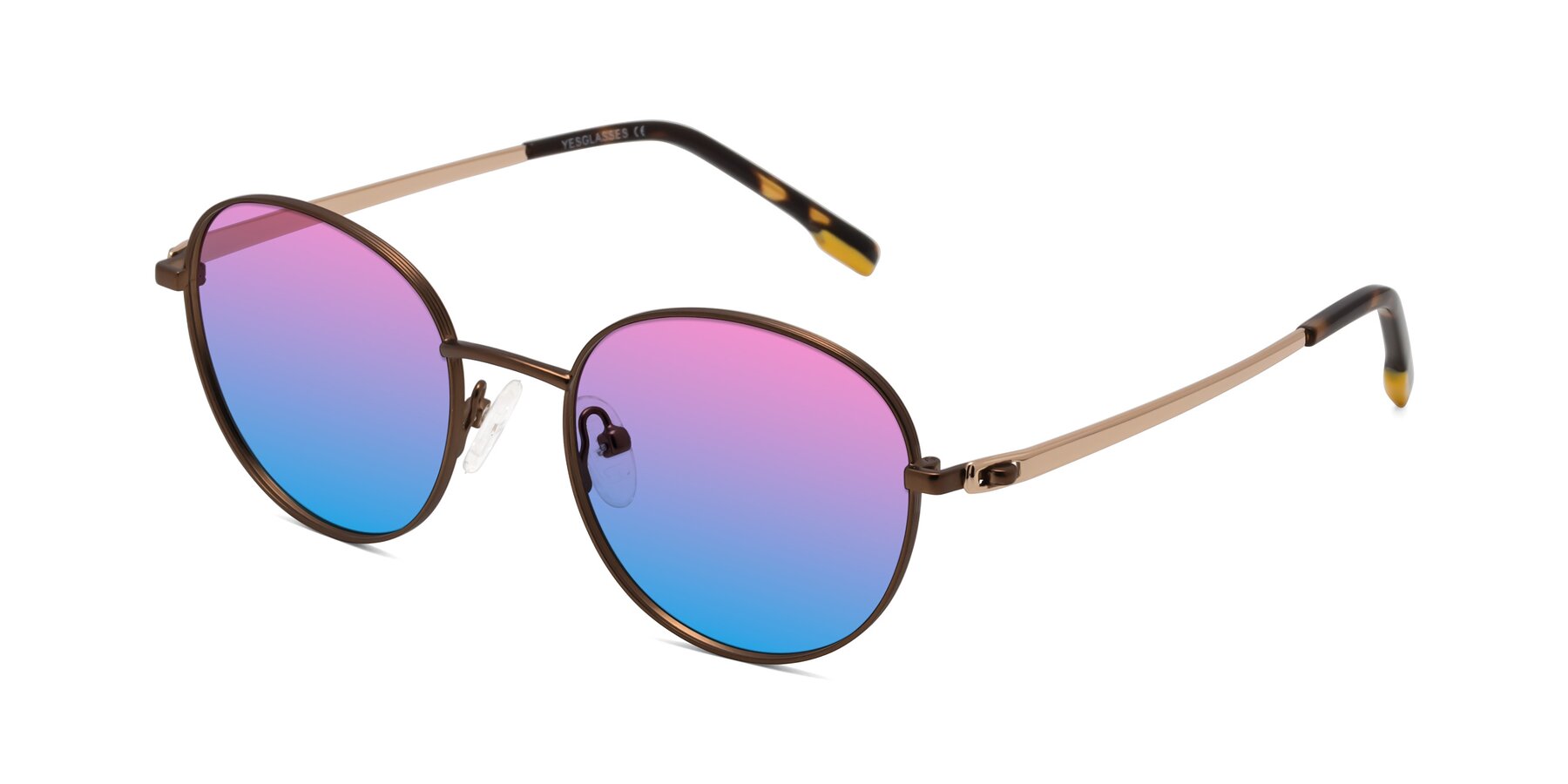 Angle of Bean in Brown with Pink / Blue Gradient Lenses