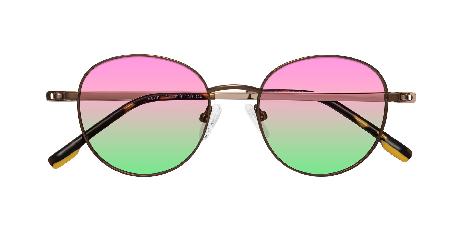 Folded Front of Bean in Brown with Pink / Green Gradient Lenses