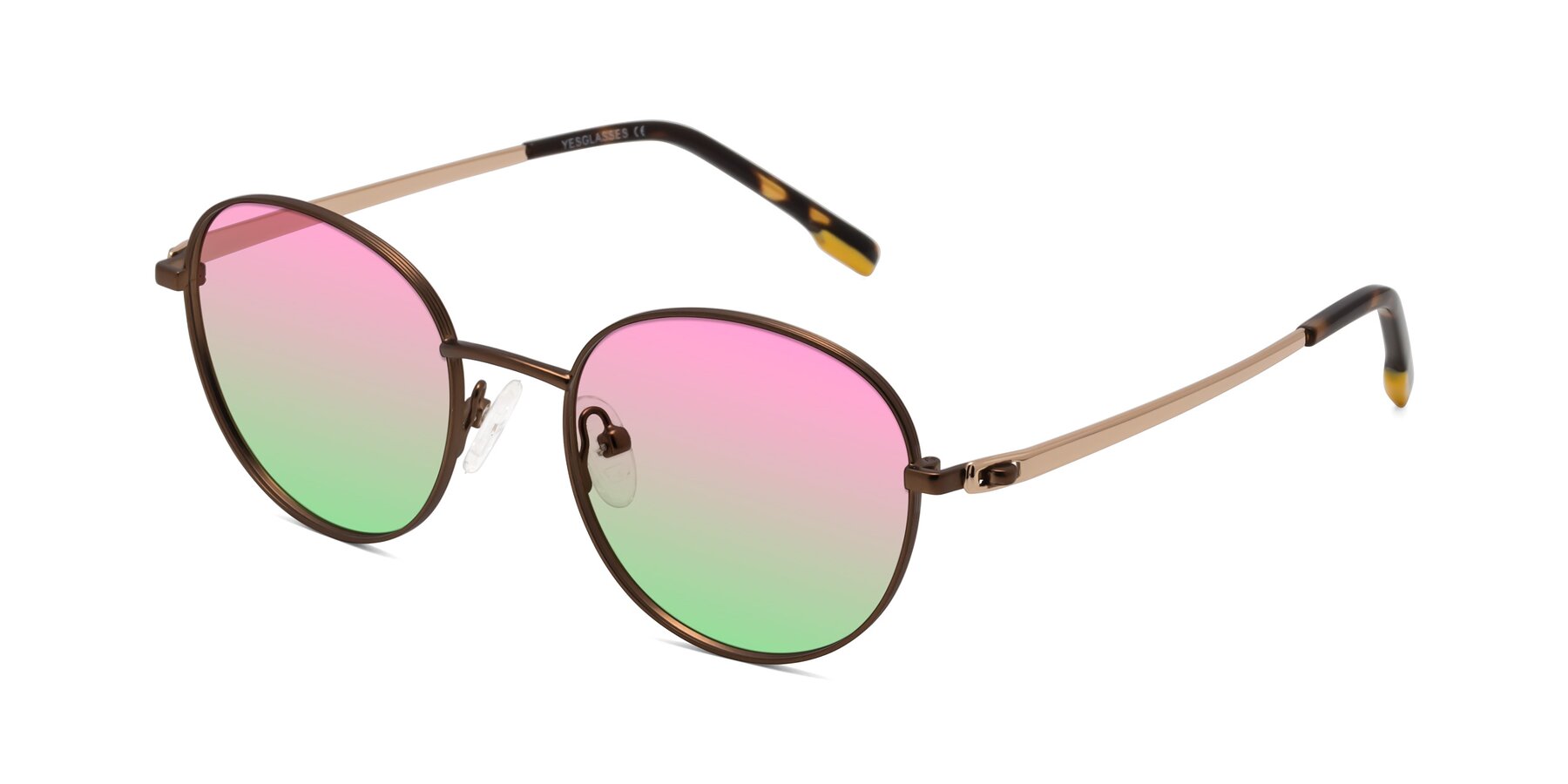 Angle of Bean in Brown with Pink / Green Gradient Lenses