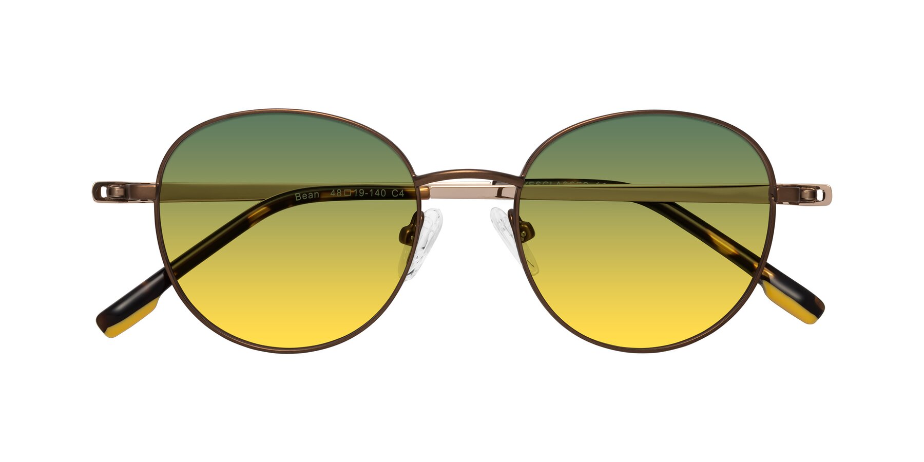 Folded Front of Bean in Brown with Green / Yellow Gradient Lenses