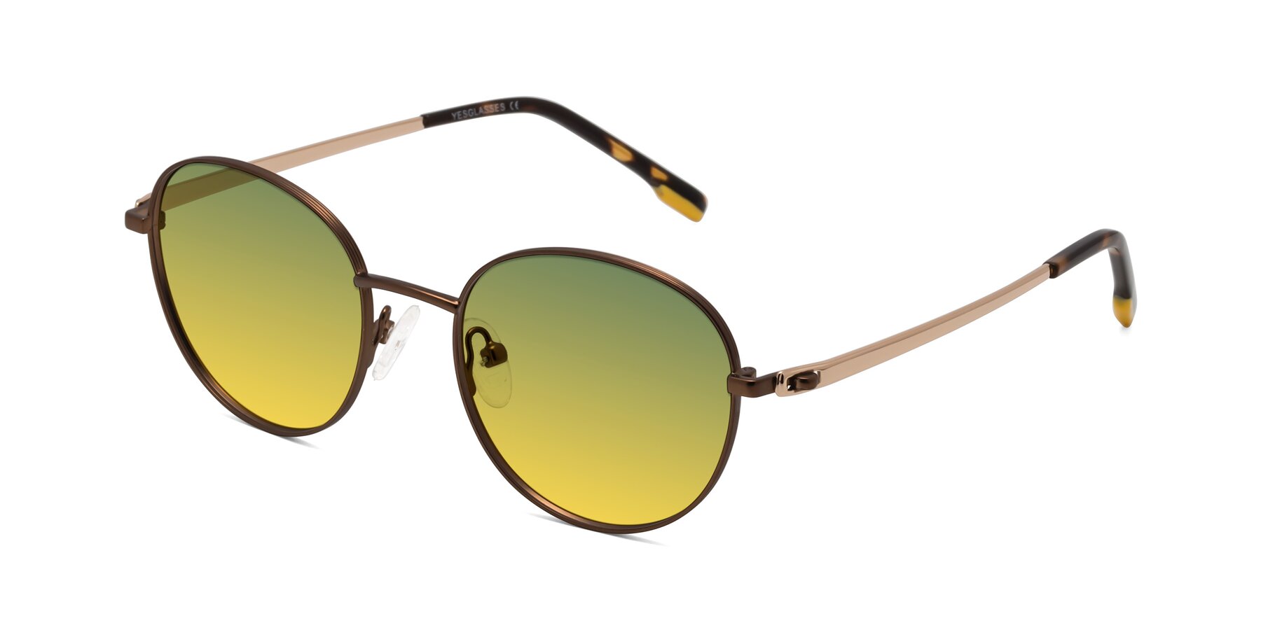 Angle of Bean in Brown with Green / Yellow Gradient Lenses