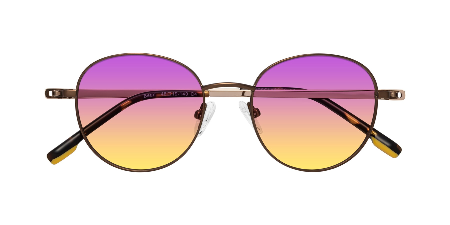 Folded Front of Bean in Brown with Purple / Yellow Gradient Lenses