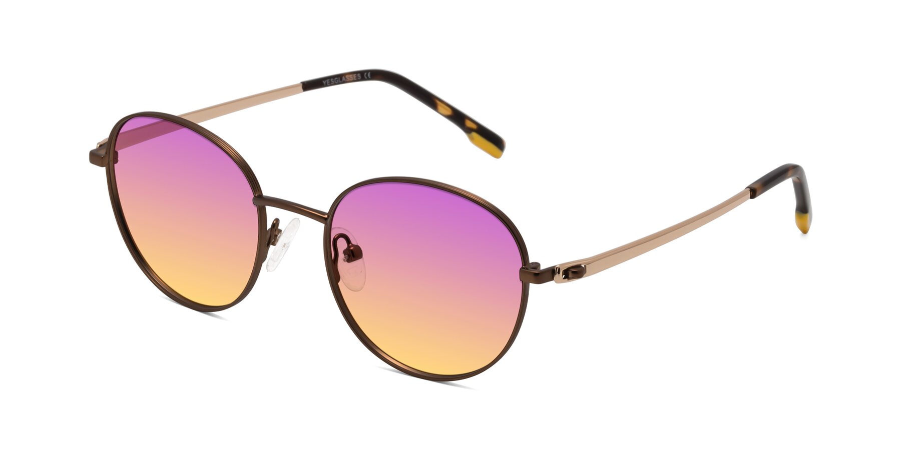 Angle of Bean in Brown with Purple / Yellow Gradient Lenses