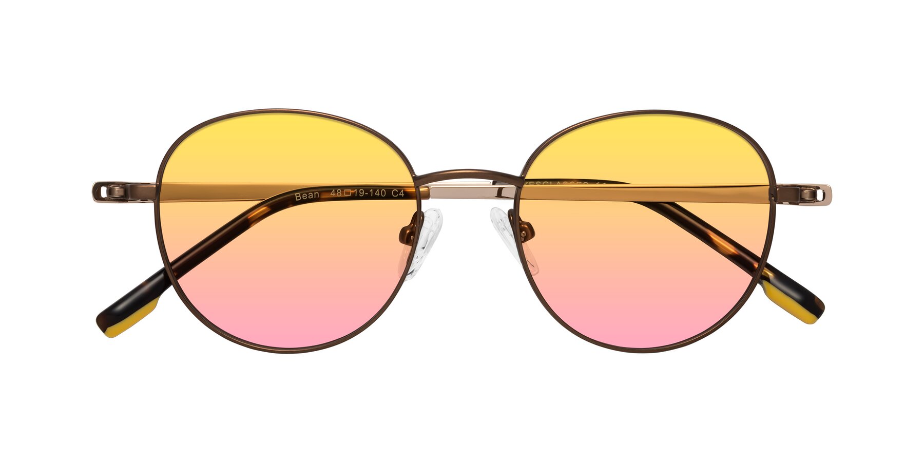 Folded Front of Bean in Brown with Yellow / Pink Gradient Lenses