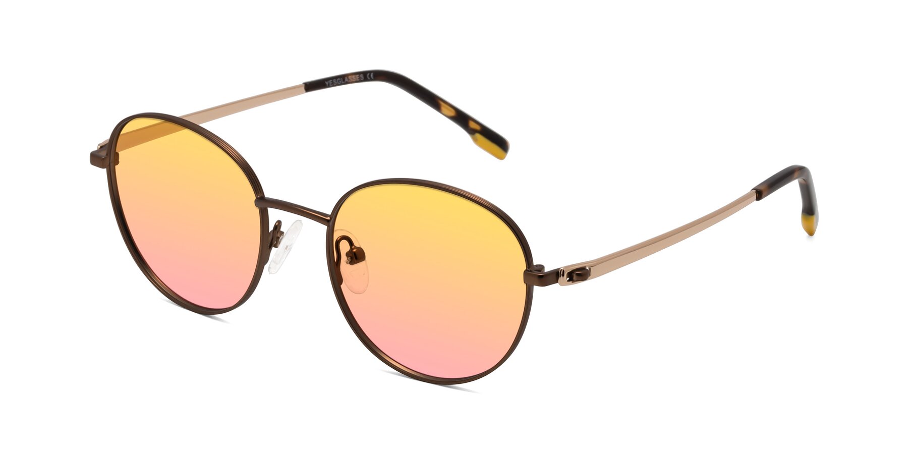 Angle of Bean in Brown with Yellow / Pink Gradient Lenses