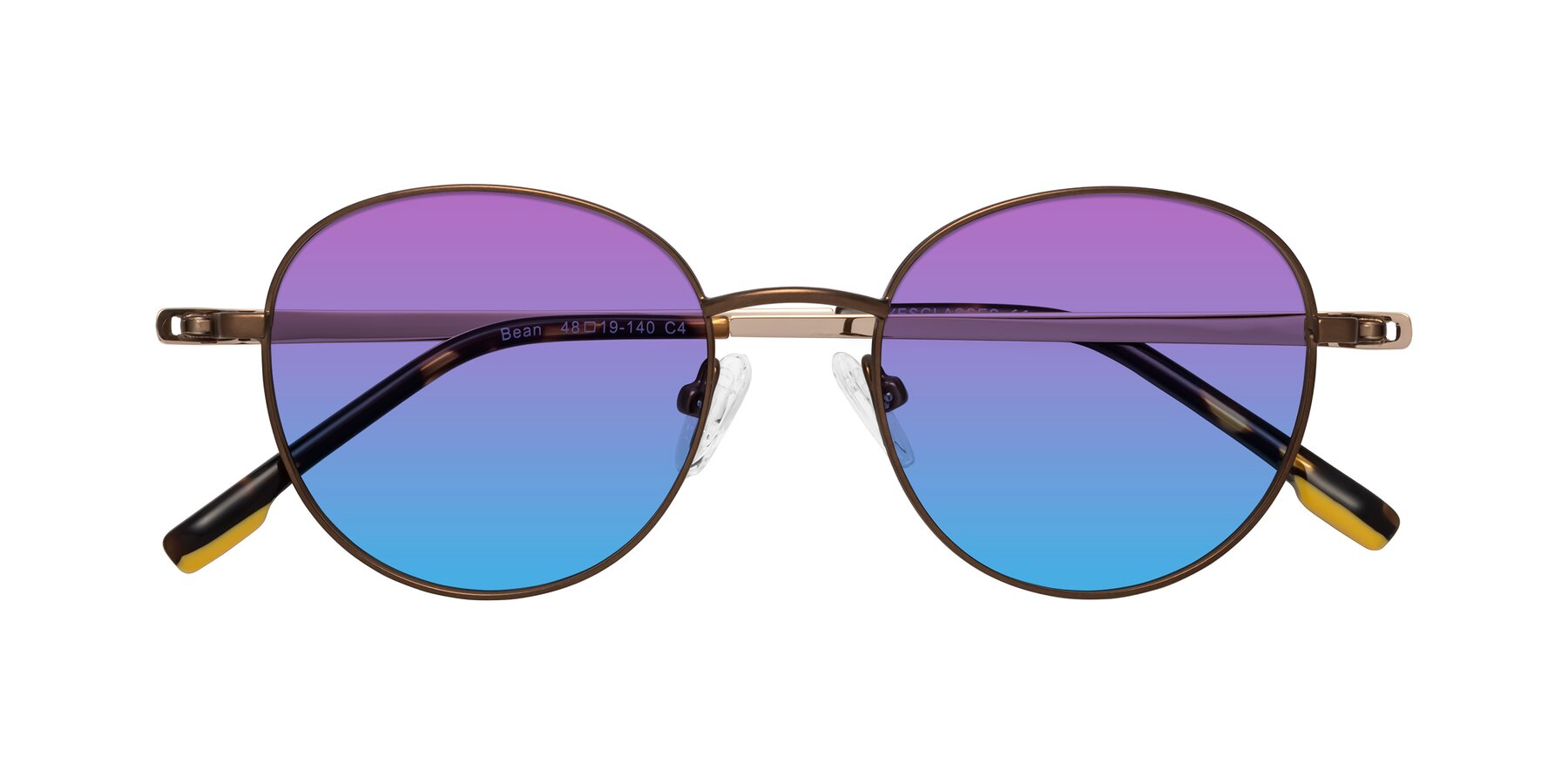 Folded Front of Bean in Brown with Purple / Blue Gradient Lenses