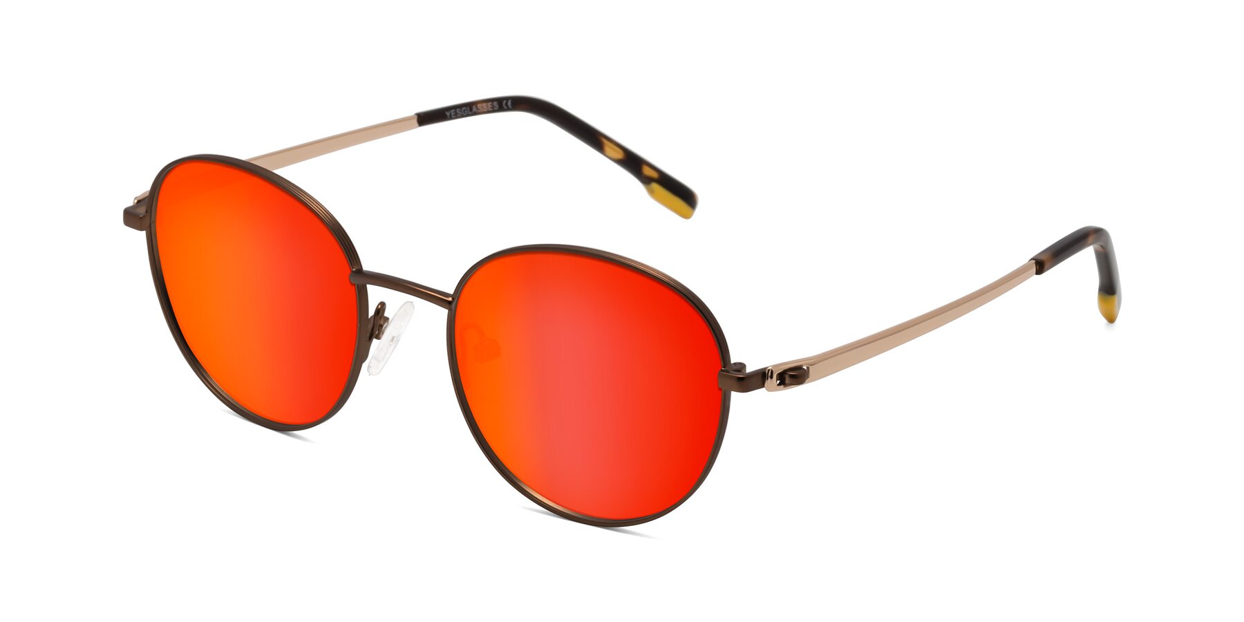 Angle of Bean in Brown with Red Gold Mirrored Lenses