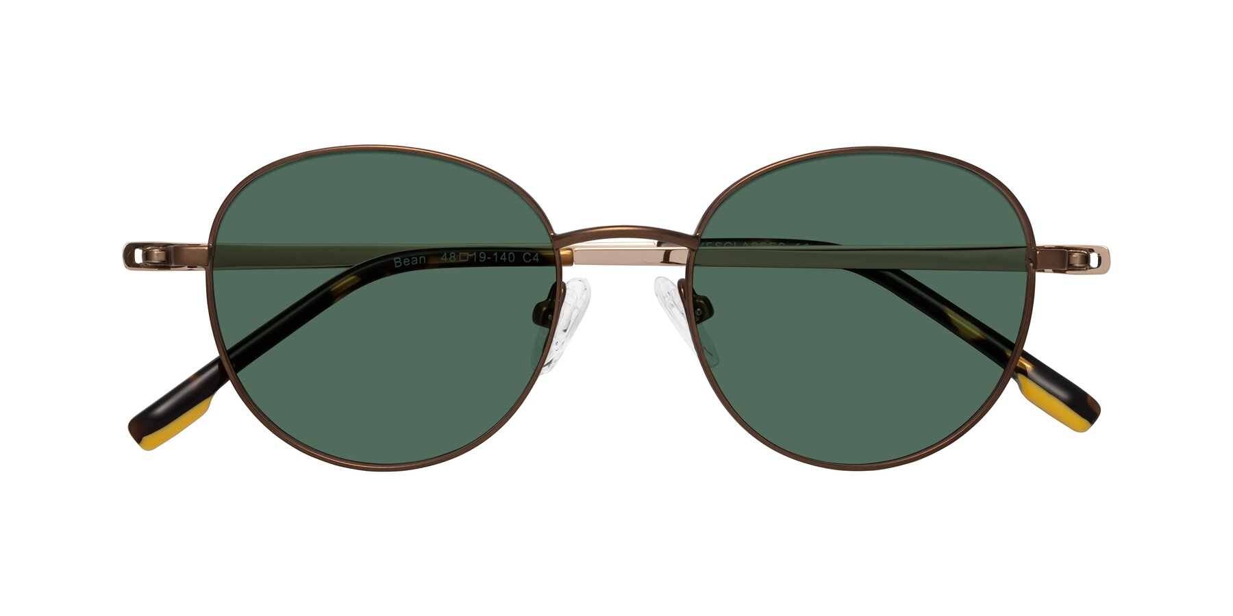 Folded Front of Bean in Brown with Green Polarized Lenses