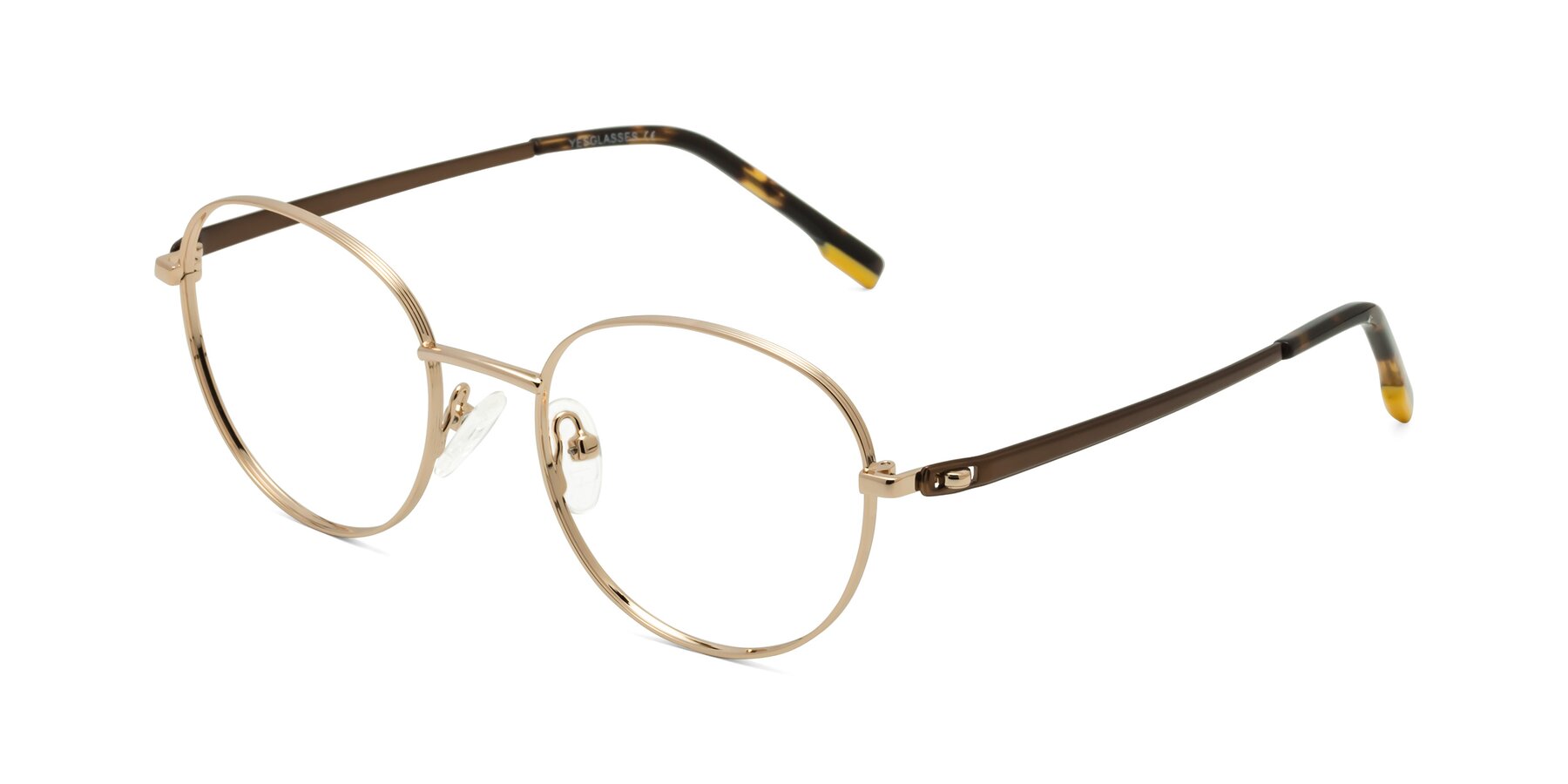 Angle of Bean in Gold with Clear Eyeglass Lenses