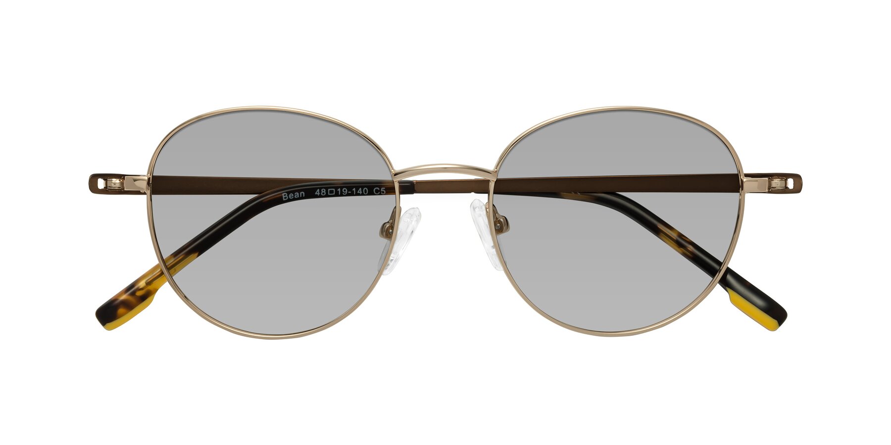 Folded Front of Bean in Gold with Light Gray Tinted Lenses