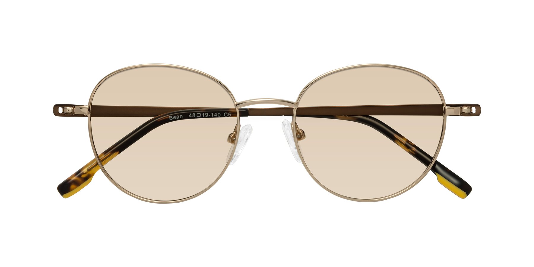 Folded Front of Bean in Gold with Light Brown Tinted Lenses