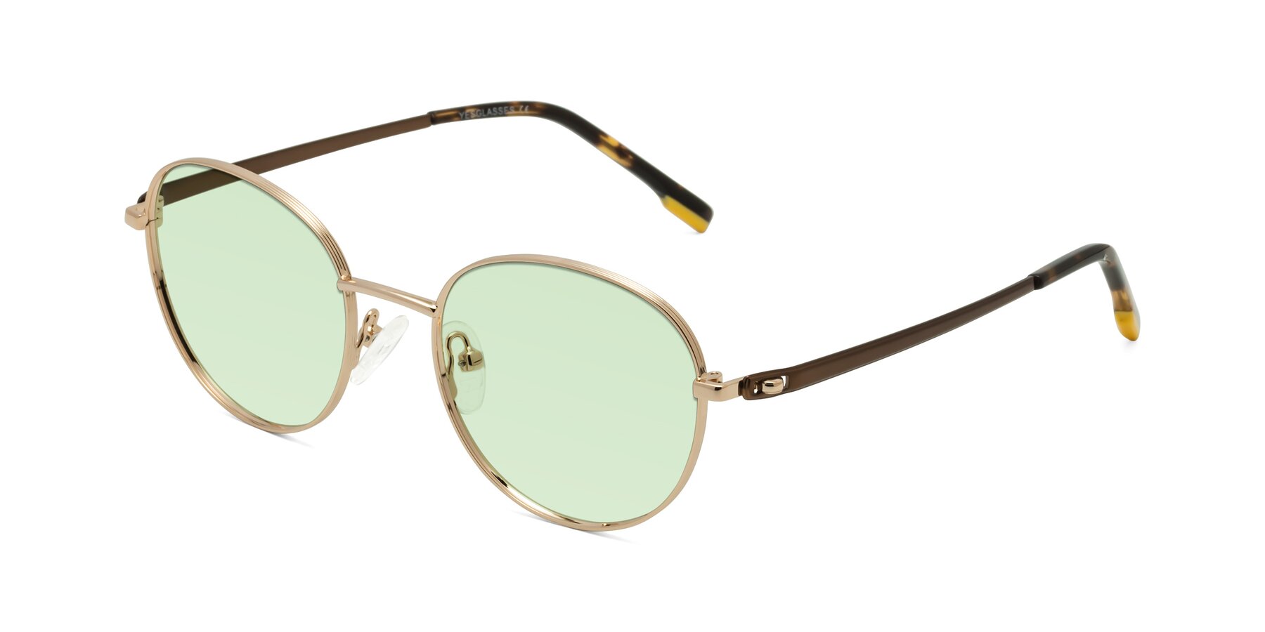 Angle of Bean in Gold with Light Green Tinted Lenses