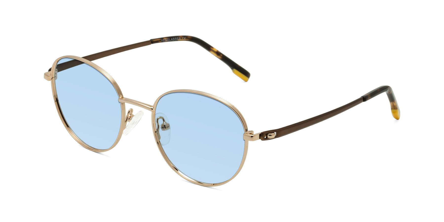 Angle of Bean in Gold with Light Blue Tinted Lenses