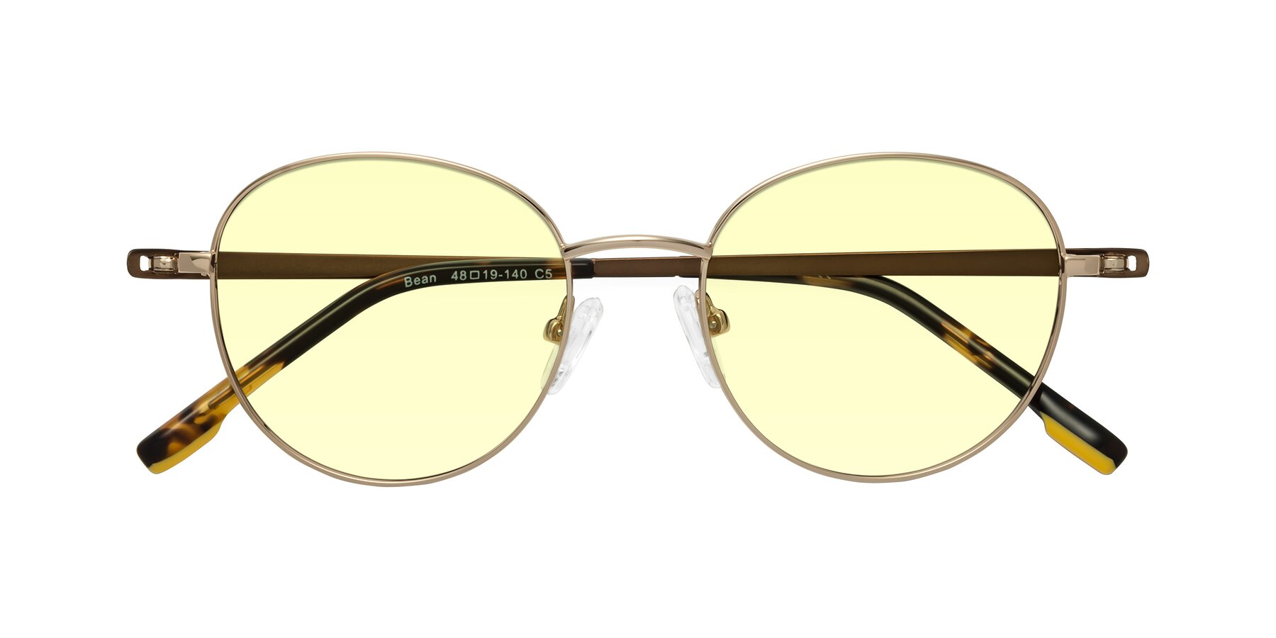 Folded Front of Bean in Gold with Light Yellow Tinted Lenses