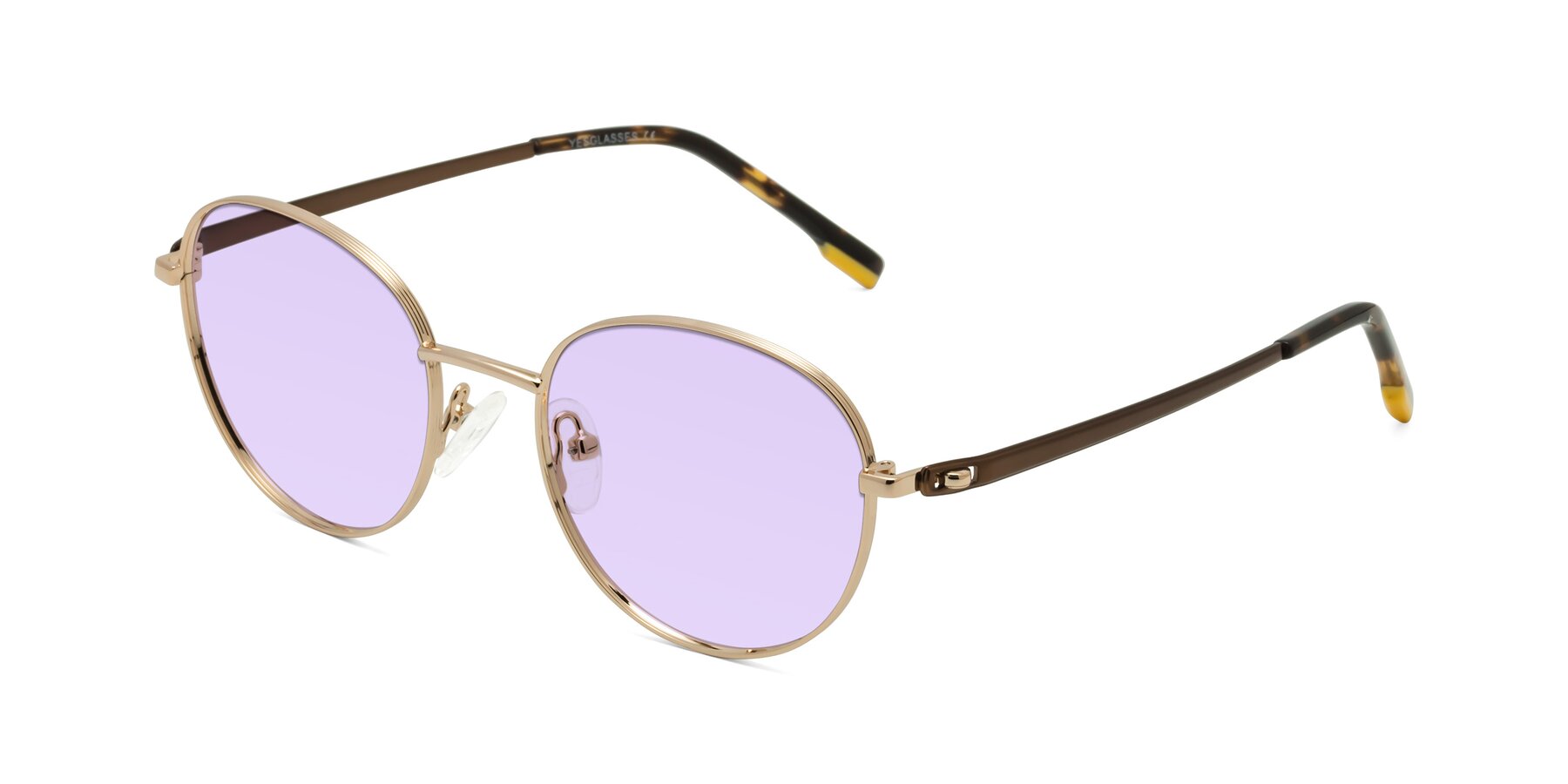 Angle of Bean in Gold with Light Purple Tinted Lenses