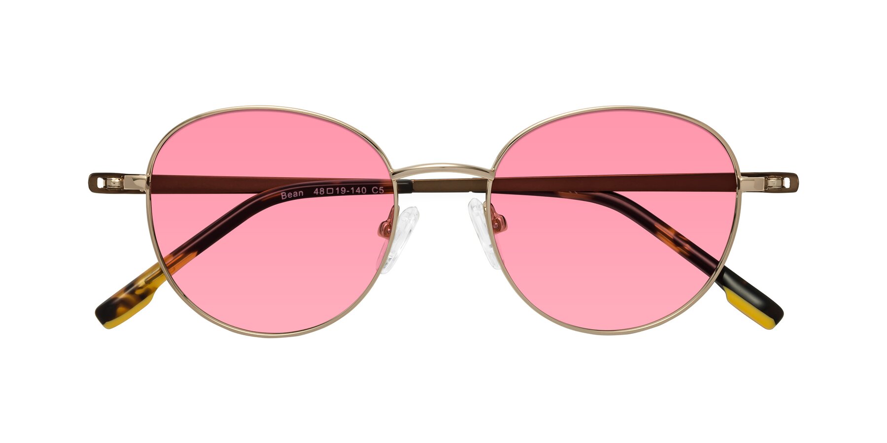 Folded Front of Bean in Gold with Pink Tinted Lenses