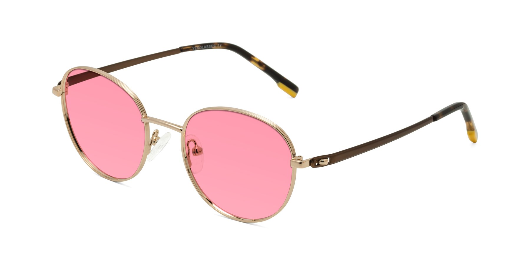 Angle of Bean in Gold with Pink Tinted Lenses