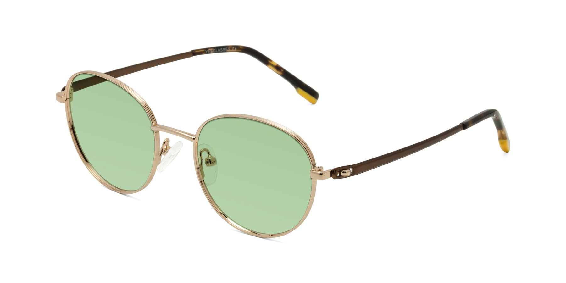 Angle of Bean in Gold with Medium Green Tinted Lenses