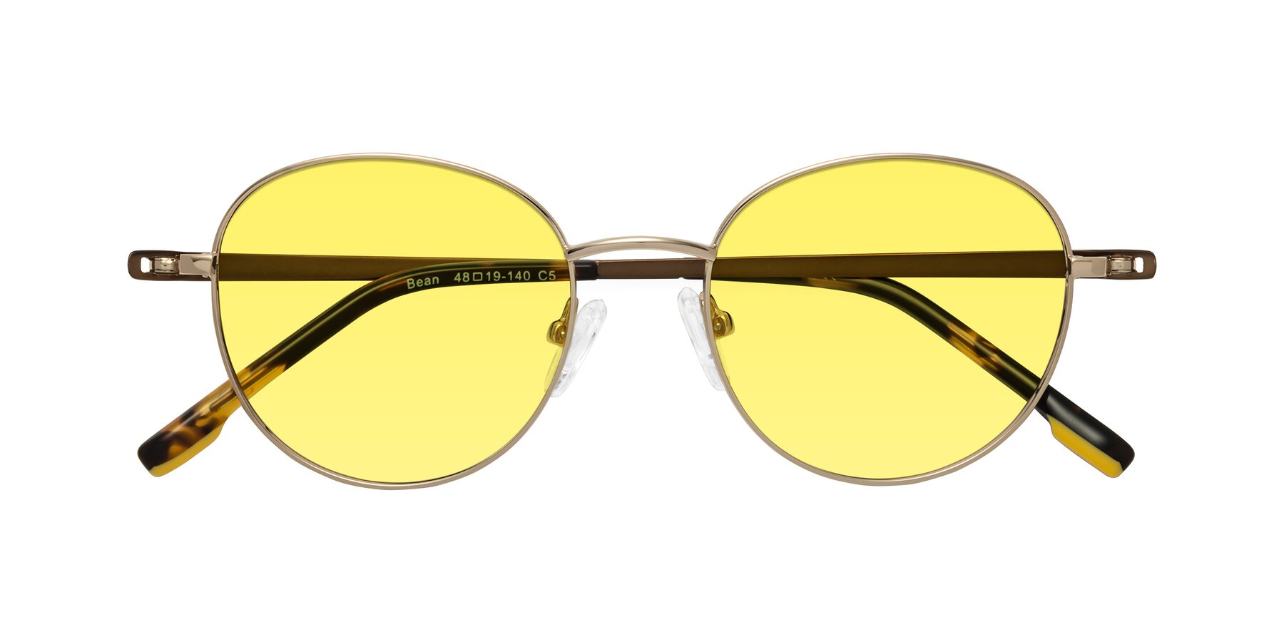 Folded Front of Bean in Gold with Medium Yellow Tinted Lenses