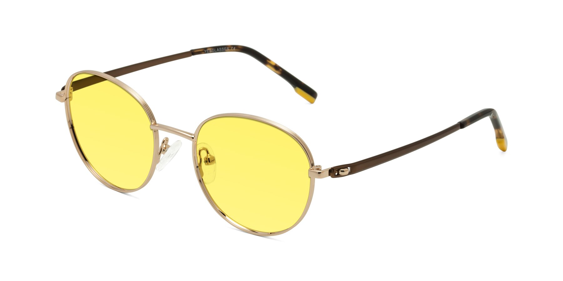 Angle of Bean in Gold with Medium Yellow Tinted Lenses