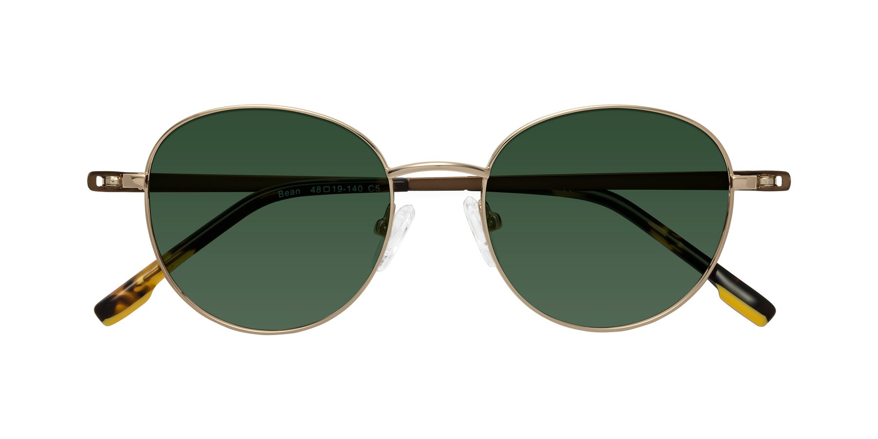 Folded Front of Bean in Gold with Green Tinted Lenses