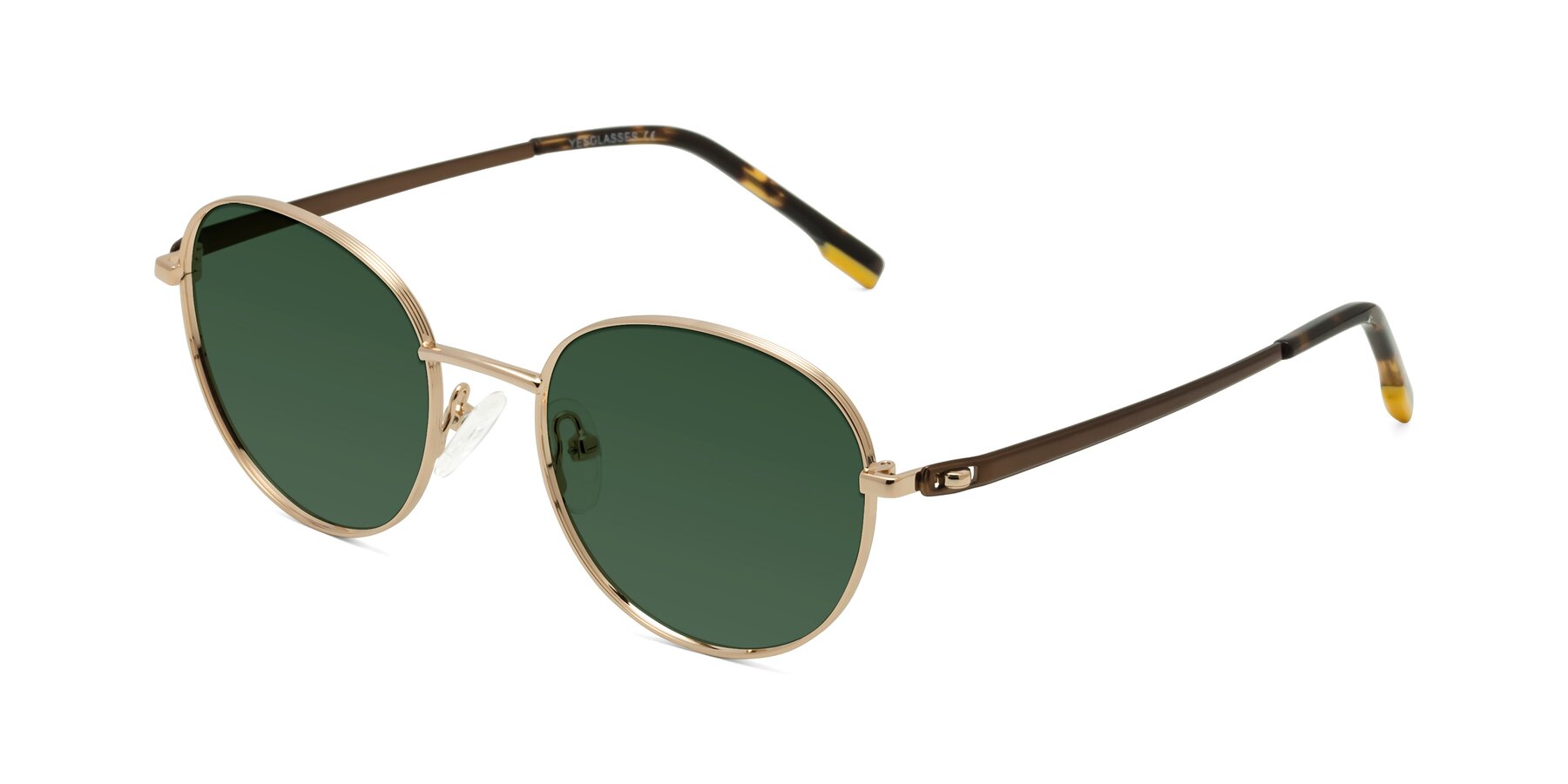 Angle of Bean in Gold with Green Tinted Lenses