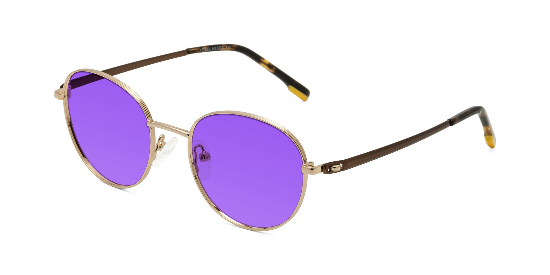 Angle of Bean in Gold with Purple Tinted Lenses