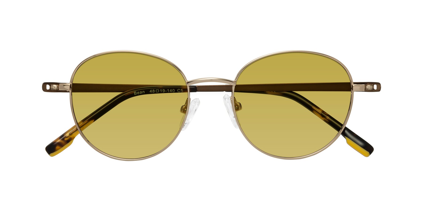 Folded Front of Bean in Gold with Champagne Tinted Lenses