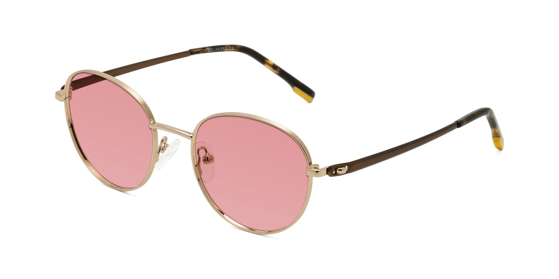 Angle of Bean in Gold with Medium Garnet Tinted Lenses