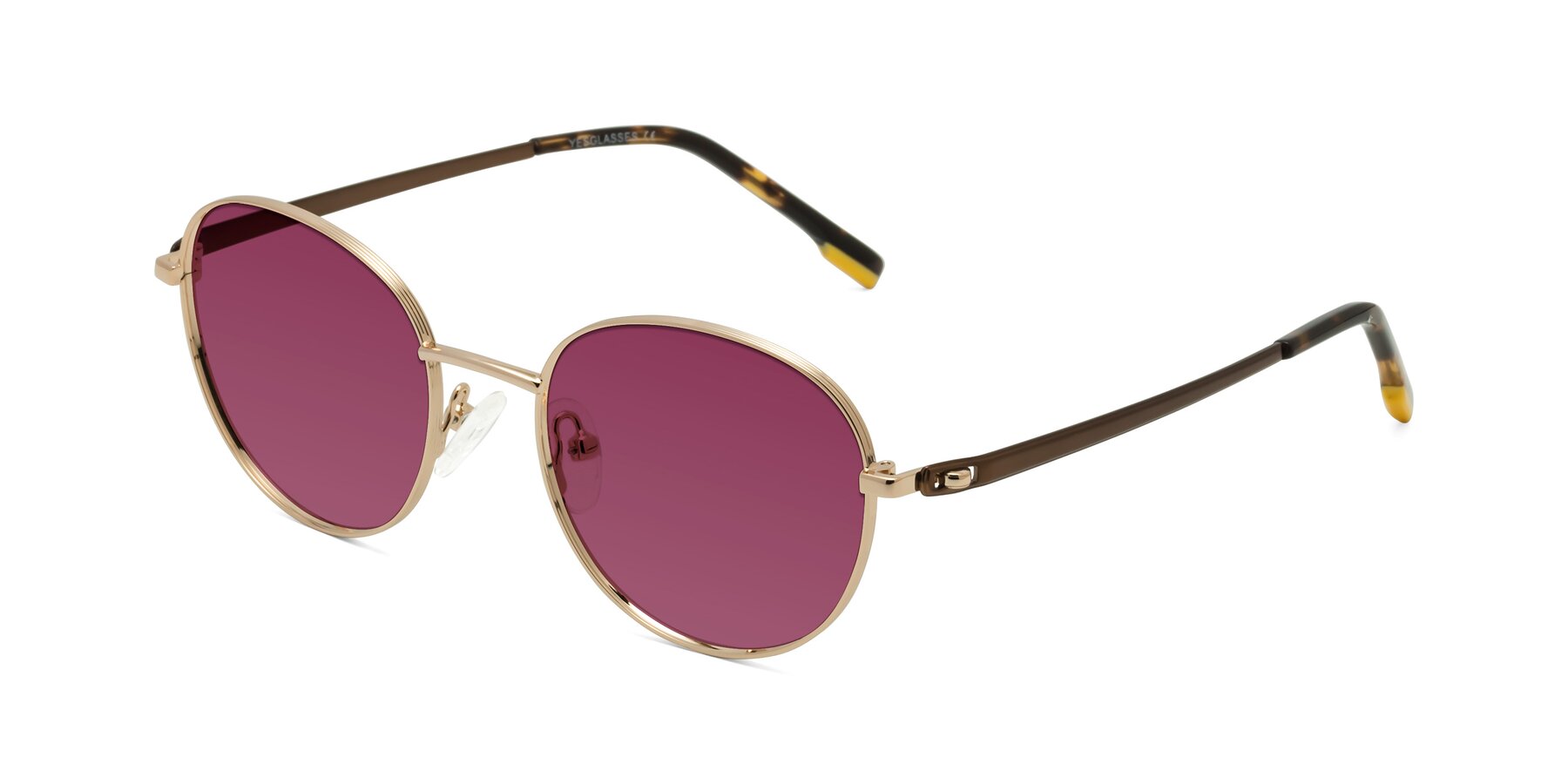 Angle of Bean in Gold with Wine Tinted Lenses