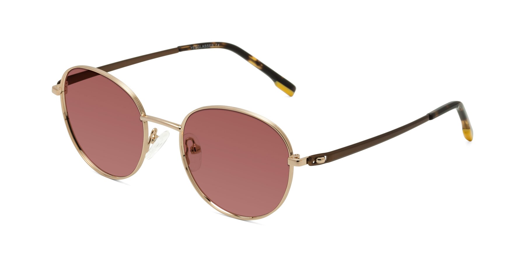 Angle of Bean in Gold with Garnet Tinted Lenses