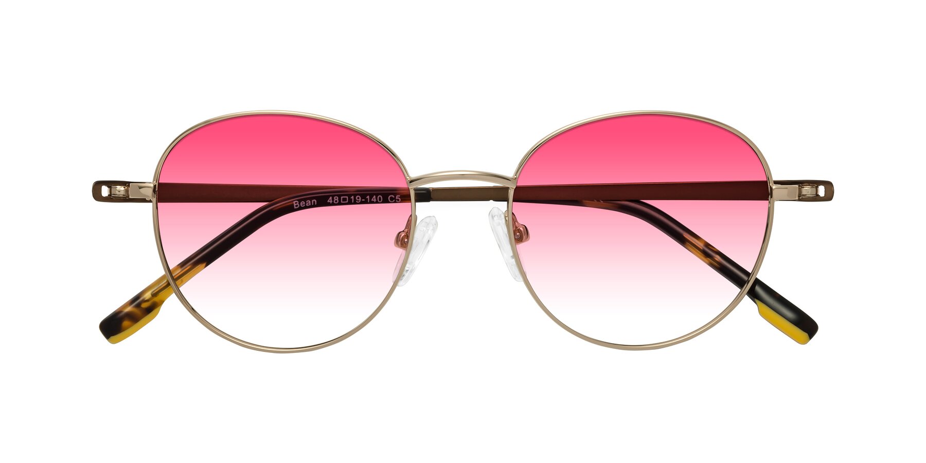 Folded Front of Bean in Gold with Pink Gradient Lenses