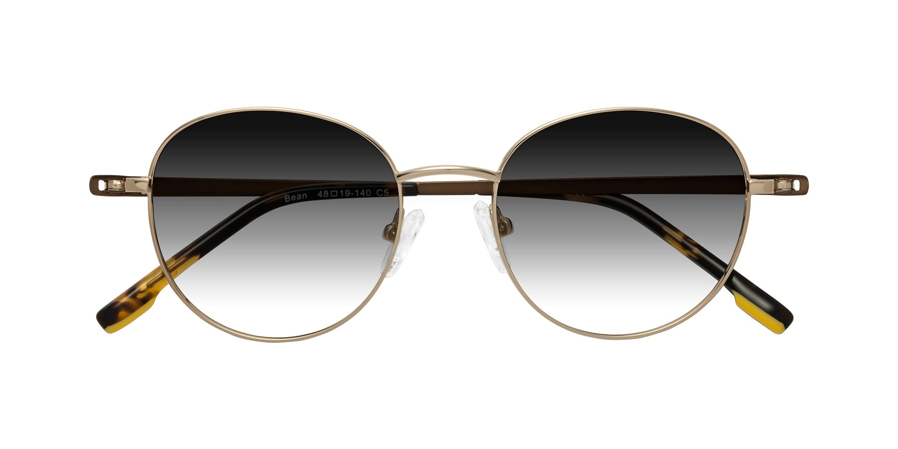 Folded Front of Bean in Gold with Gray Gradient Lenses