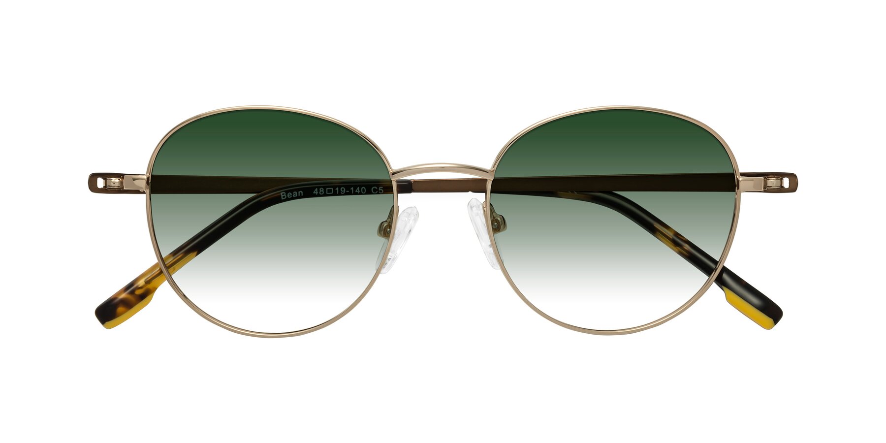 Folded Front of Bean in Gold with Green Gradient Lenses