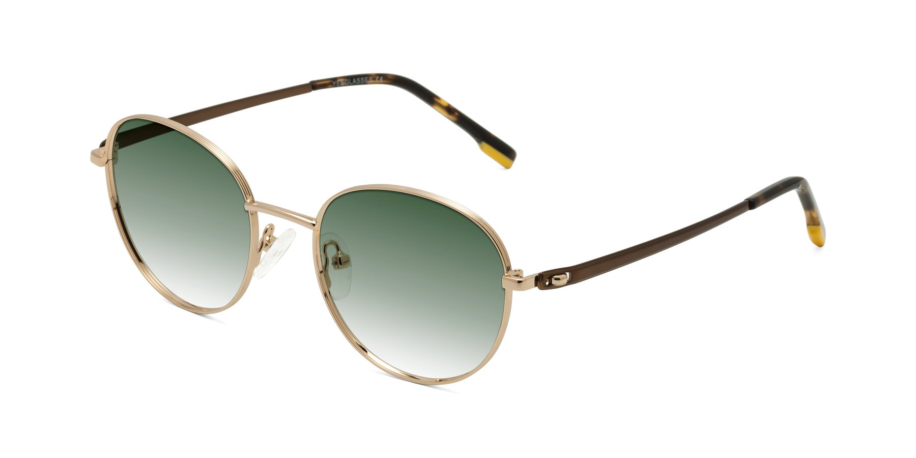 Angle of Bean in Gold with Green Gradient Lenses