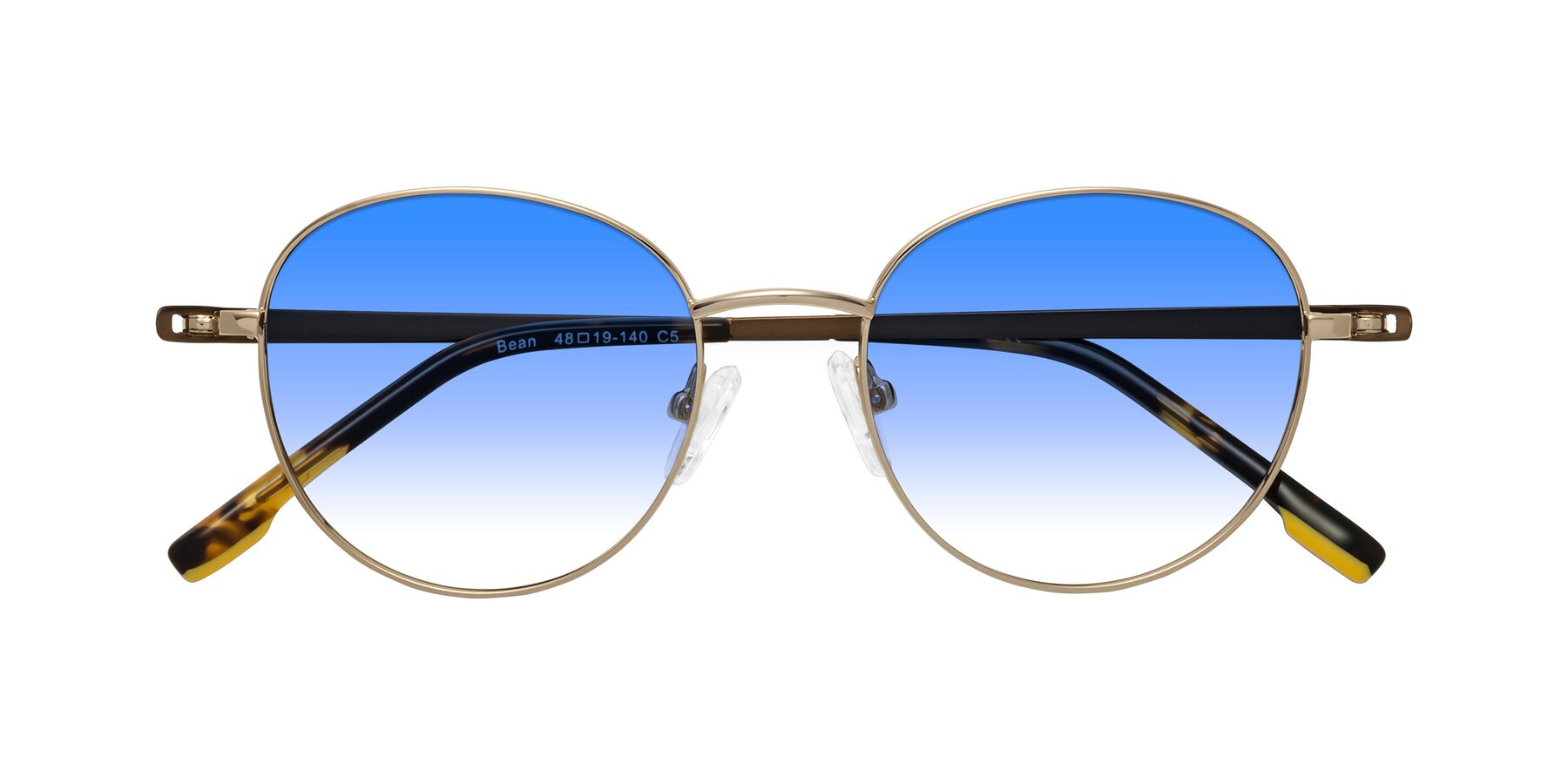 Folded Front of Bean in Gold with Blue Gradient Lenses