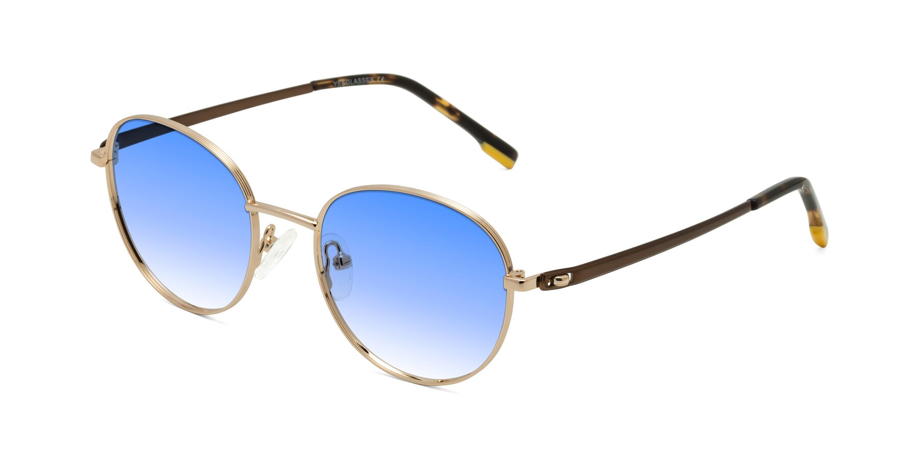 Angle of Bean in Gold with Blue Gradient Lenses