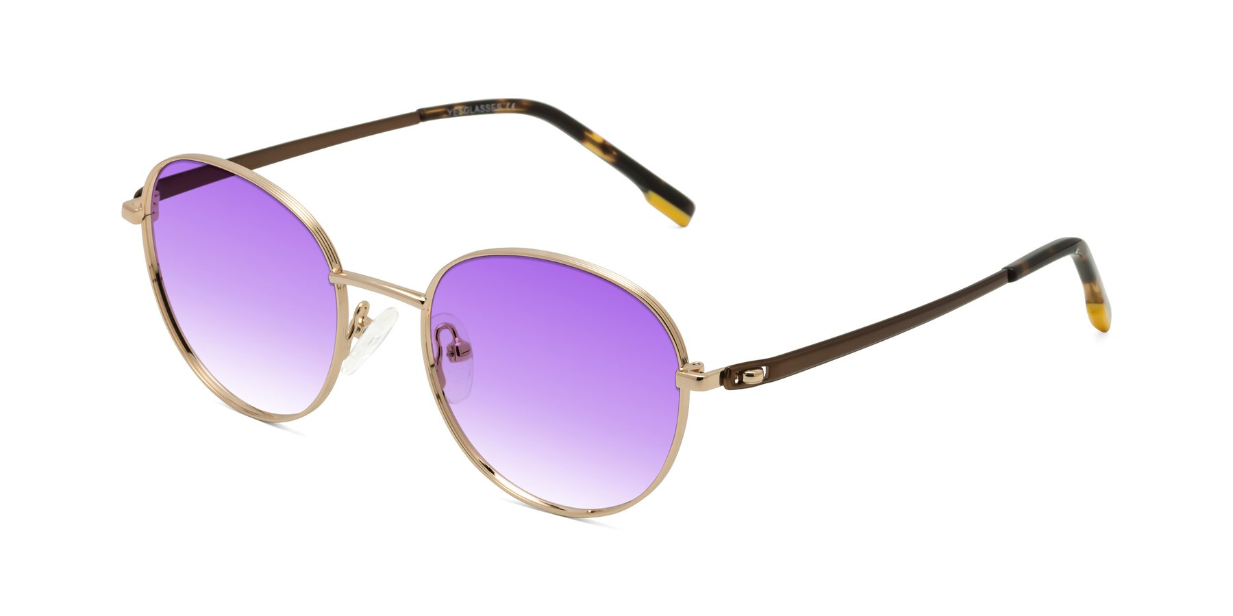 Angle of Bean in Gold with Purple Gradient Lenses