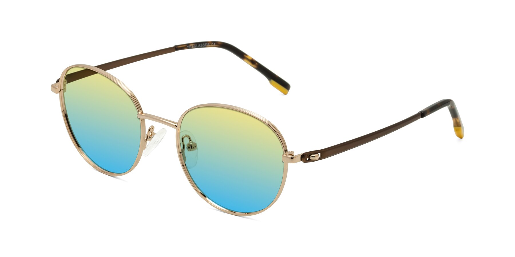 Angle of Bean in Gold with Yellow / Blue Gradient Lenses