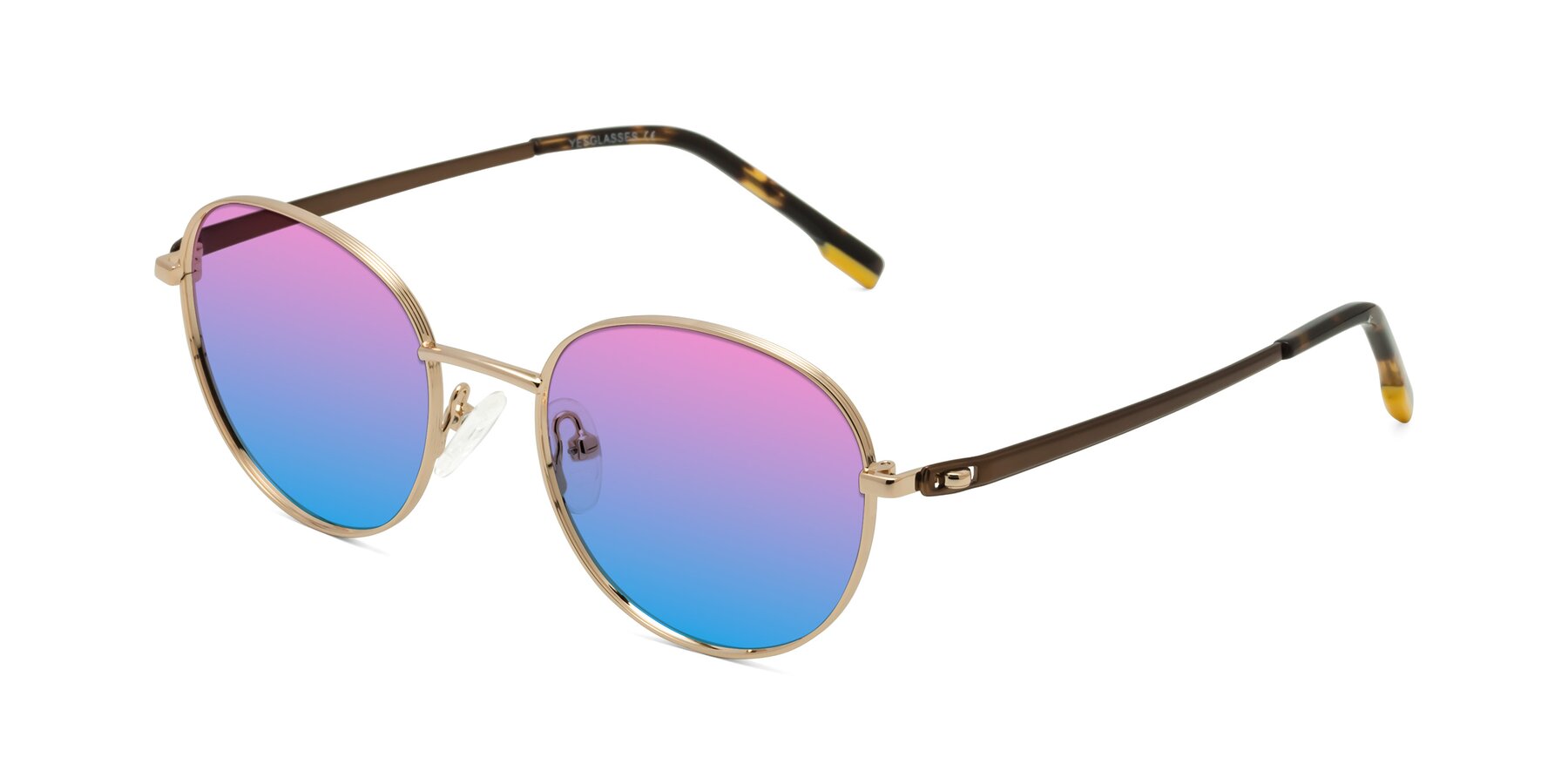 Angle of Bean in Gold with Pink / Blue Gradient Lenses