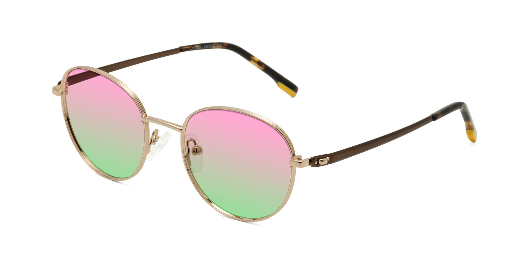 Angle of Bean in Gold with Pink / Green Gradient Lenses