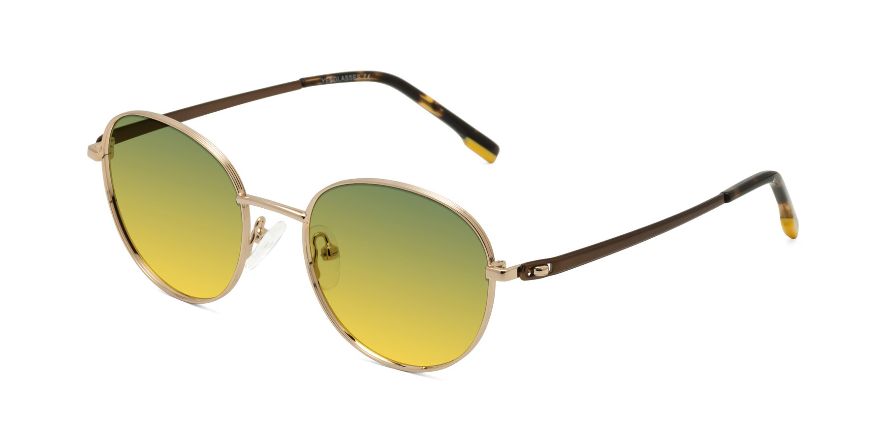 Angle of Bean in Gold with Green / Yellow Gradient Lenses