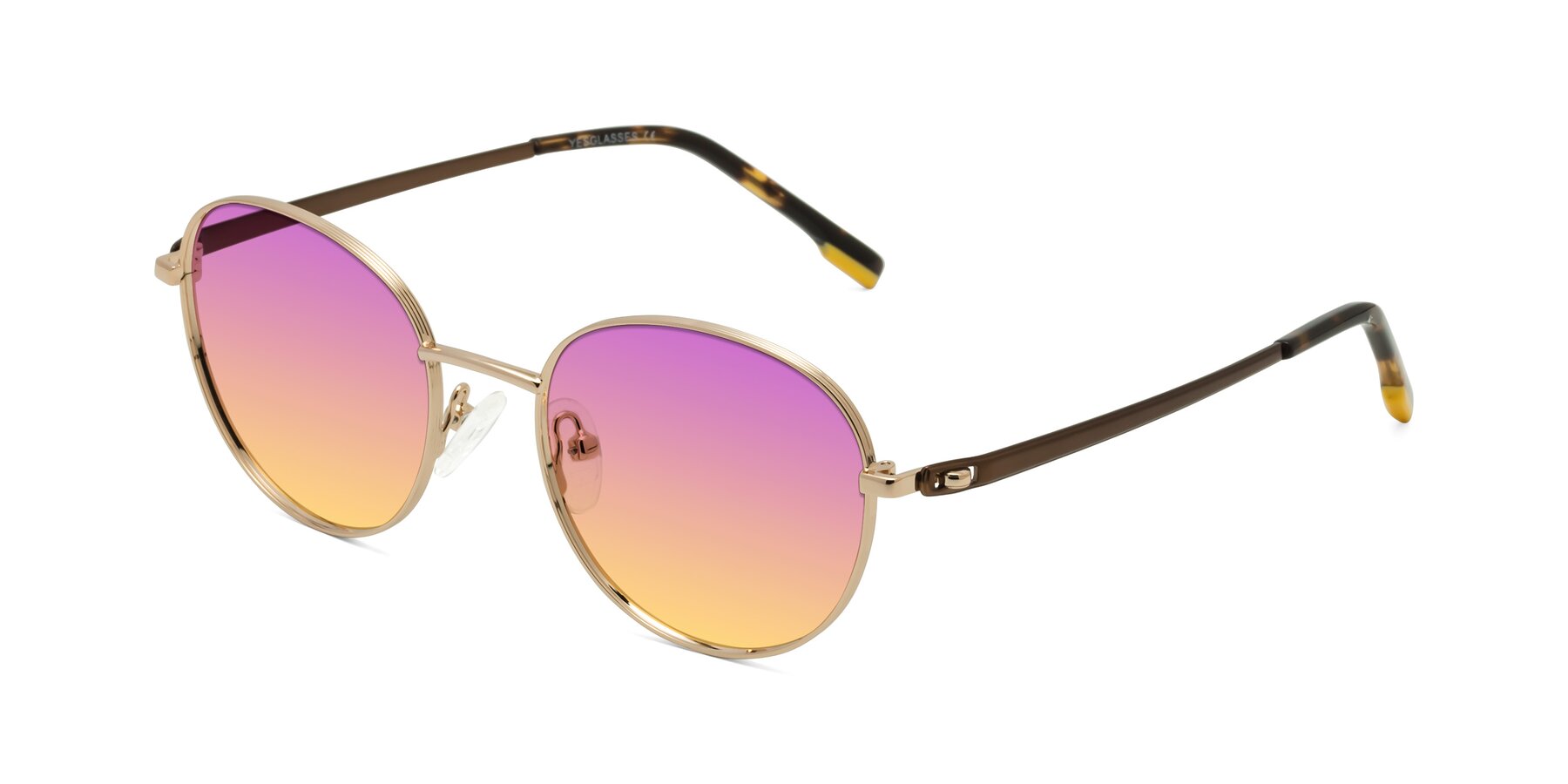 Angle of Bean in Gold with Purple / Yellow Gradient Lenses