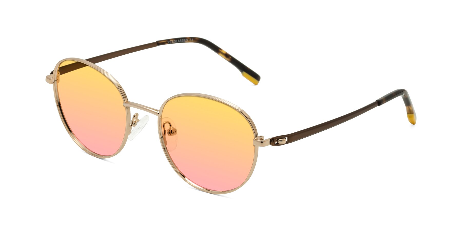 Angle of Bean in Gold with Yellow / Pink Gradient Lenses